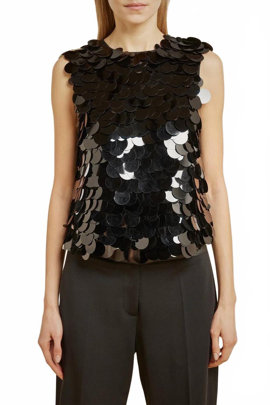NEW LIVIANA CONTI macro sequin top in black